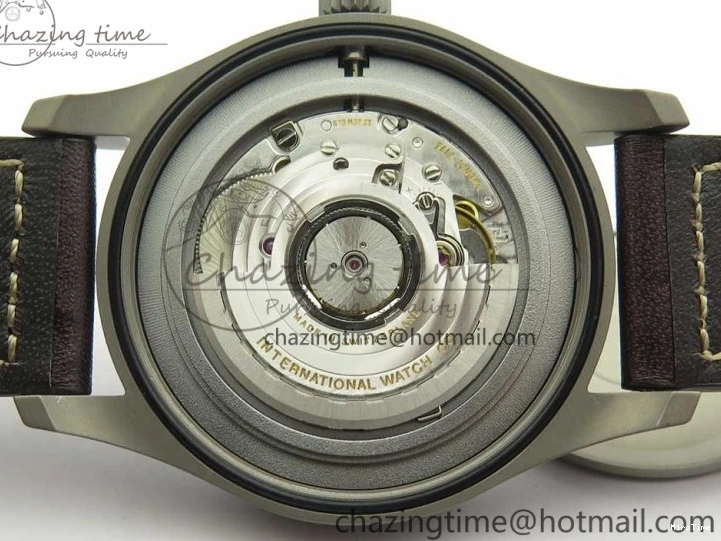 MIROTIME 0504 SmartChoice Mark XVIII IW327006 Titanium M+F 1:1 Best Edition Black Dial on Brown Leather Strap A 7145